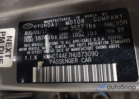 2017 Hyundai Accent Value Edition z USA, uszkodzony, nr VIN KMHCT4AE7HU373090